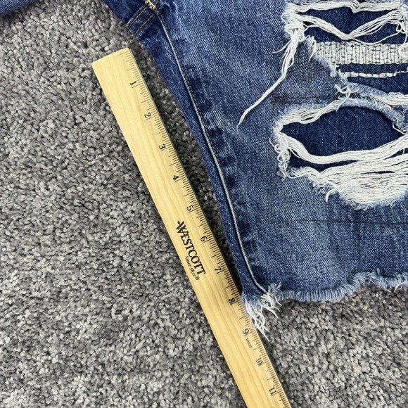 American Eagle Shorts Mens 30 Blue Distressed Denim Bermuda Cutoff Casual Ripped - Picture 7 of 7